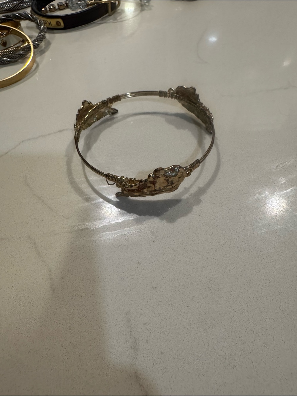 Gold-Tone Sculpted Floral Cuff Bracelet